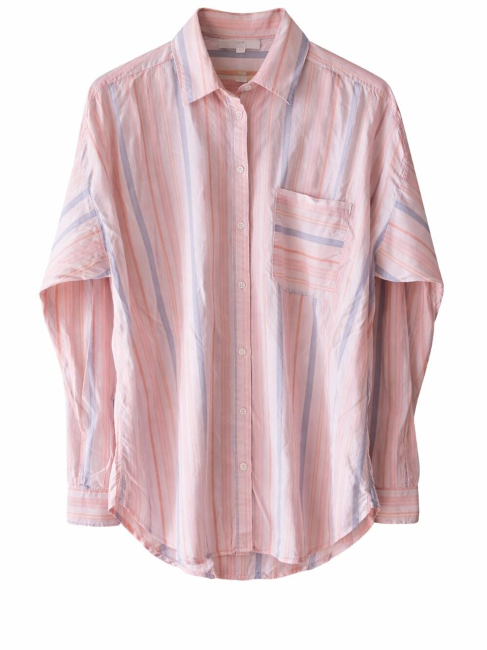 LOFT Striped Button Down Shirt Pink Coral Blue Lightweight XL